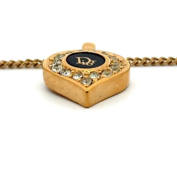 Authentic Christian Dior Vintage Rhinestone Crystal Round Necklace Gold Plated - Picture 6 of 11